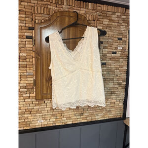 Vintage Worthington JC Penny Off White Lace Sexy Tank Top Whimsical